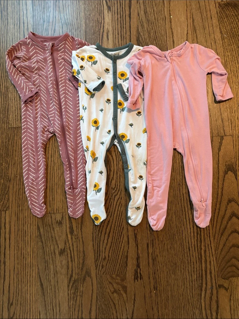 3 Kyte baby bamboo zippered footie’s with double zipper. 3-6 mos - Picture 1 of 7